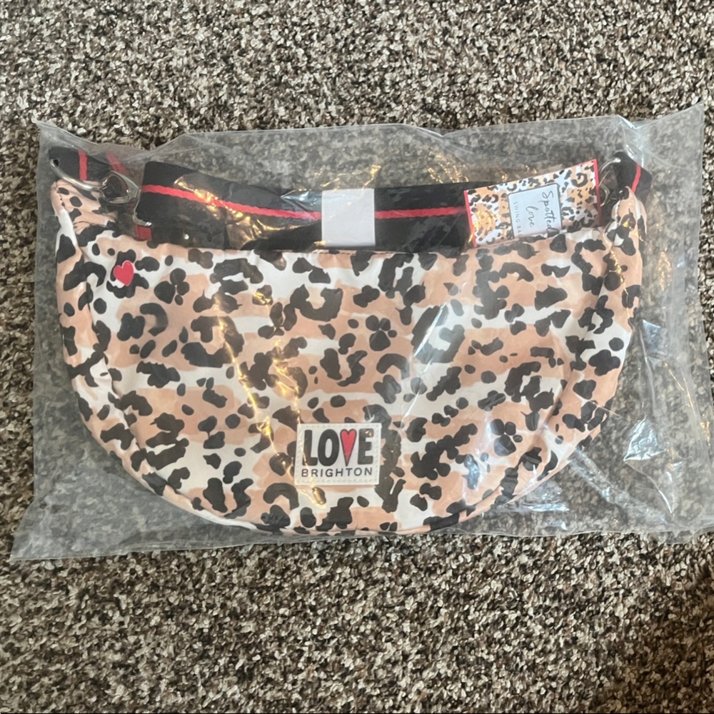 Brighton Leopard Print Crossbody Bag in Tan, Black & Cream
